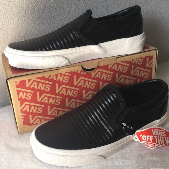 Vans Shoes - vans slip on moto leather black blcdblc